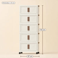 Colonne de rangement crème 5 étages, 47 x 25 x 114 cm